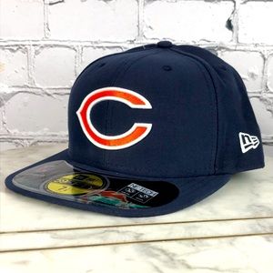 New Era 59Fifty Chicago Bears NFL Mens Navy Blue On-Field Fitted Hat Size 7 1/4